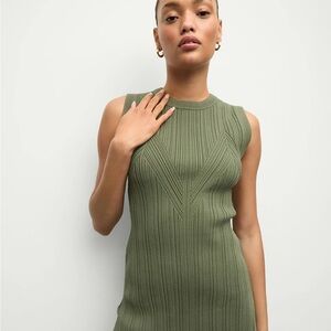 Veronica Beard Olive Ribbed set long top and pants brand new